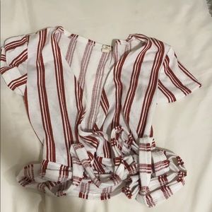 Red and white crossover shirt only $10